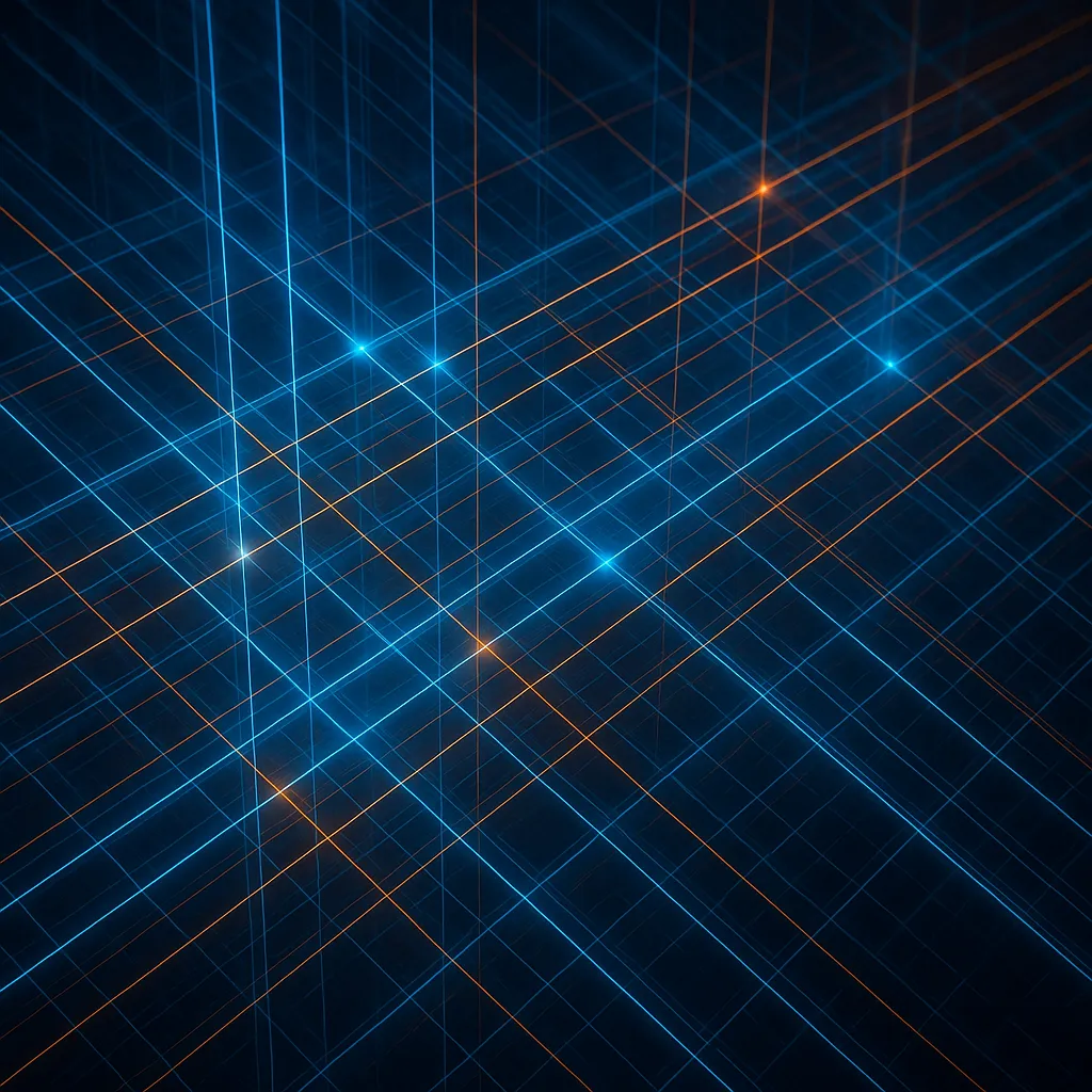 Abstract visualization of optical network fibers representing high-speed data interconnects