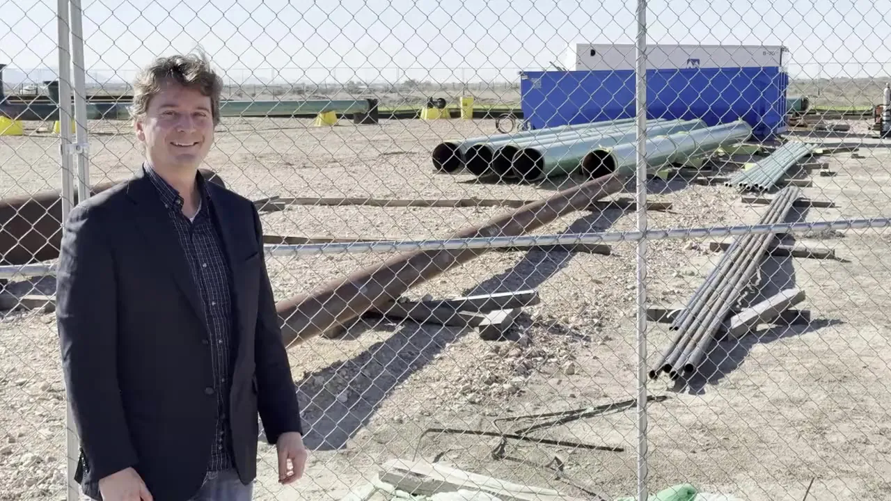 Ray Conley at the natural gas pipeline staging yard at the Delta Gigasite